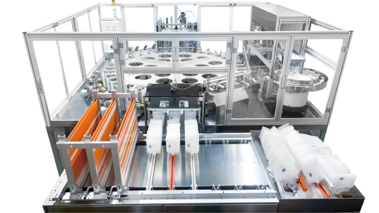 машина для вставки носика и запечатывания